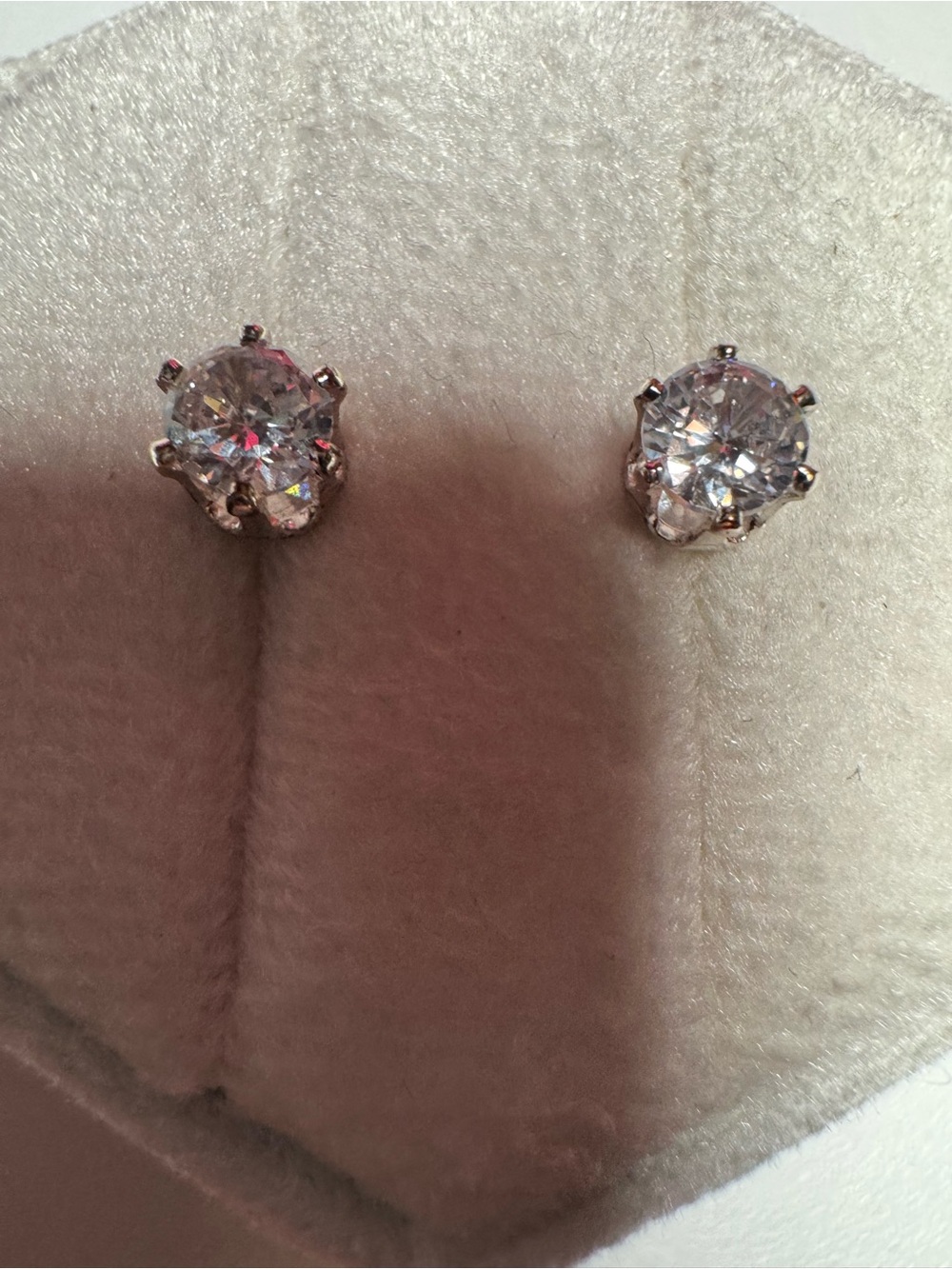 Silver Plated Stud Earrings with White Stone